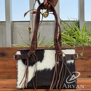 กระเป๋าโท้ทหนังวัวอเนกประสงค์สำหรับผู้หญิง, กระเป๋าสะพายไหล่หนังถักหนังแท้ความจุขนาดใหญ่ดีไซน์หรูหรา - Product Image 1