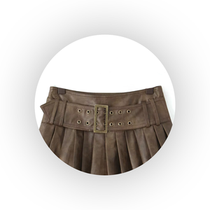 กระโปรงหนังแท้สำหรับผู้หญิงกางเกงขาสั้นขนาดเล็กทำจากหนังแท้แฟชั่นทันสมัยใส่กลางแจ้งกระโปรงหนังไซส์ใหญ่พิเศษ - Product Image 3