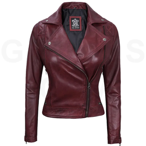 Guantes informales de moda para mujer, chaqueta de cuero genuino de ciudad, ropa de calle de manga larga para invierno, prendas de vestir femeninas sólidas para motociclismo - Product Image 3