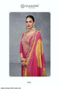 Fantaisie Tendance Robe Incroyable Couleur Réel Chinon Impression Numérique Salwar Suit & Dupatta Avec Broderie Miroir Travail Exportateur Indien - Product Image 6