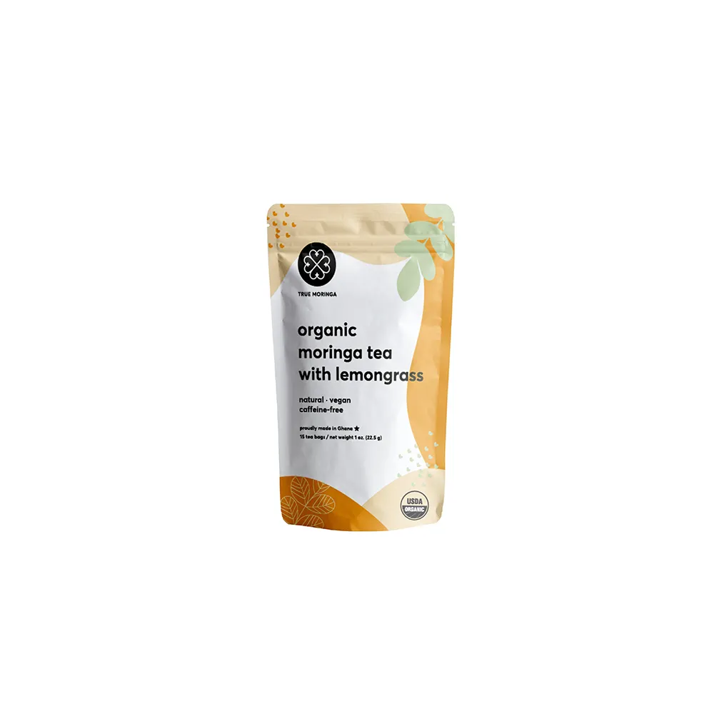 True Moringa USA Based High Quality Non- GMO Organic Moringa Lemongrass Tea Private Label Sourced from Ghana Bulk Wholesale