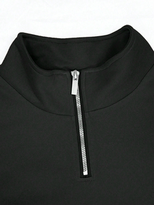 Sudadera de algodón y forro polar para hombre con logotipo bordado personalizado, sudadera con cremallera 1/4, ropa de calle, sudadera informal unisex de gran tamaño con media cremallera - Product Image 4