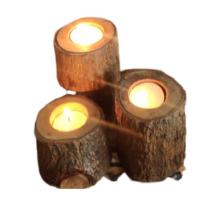 Wholesale Custom Dark Brown Wooden <b>Tealight</b> Candle Holder Handmade Pillar-Shape Home Decor with Vintage Design for Diwali - Product Image 2