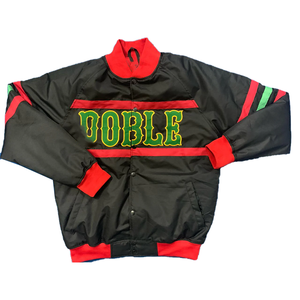 Chaqueta Bomber Universitaria NOBLE Negra, Roja y Verde, Venta al por Mayor OEM, Ropa Urbana de Fraternidad Griega, Unisex, Ribete Acanalado, Cierre de Cremallera Frontal, Primavera - Product Image 1