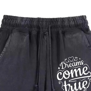 กางเกงขาสั้นผ้าฝ้ายฟอกสีสำหรับผู้ชายกางเกงขาสั้นลำลองผ้าเฟรนช์เทอร์รี่ทรงหลวมย้อมสีตามสั่งสำหรับใส่หน้าร้อน - Product Image 2