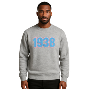 Grey <b>Crewneck</b> Sweatshirt 100% Cotton Winter Chenille Embroidery Black Civic Professional Organizations Oversized - Product Image 1