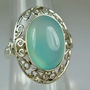 Navya <b>Craft</b> Handmade 925 Sterling Silver Boho <b>Ring</b> March Birthstone Chalcedony <b>Ring</b> with Custom US Size Navya <b>Craft</b> Jewelry - Product Image 5