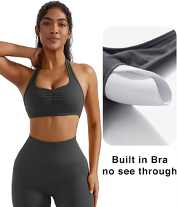 Sujetador deportivo sencillo con cuello Halter, sujetador de sublimación para mujeres de color personalizado, sujetador de alta calidad hecho en Pakistán - Product Image 3