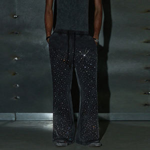 Pantalones Deportivos Premium con Pedrería para Hombre, Venta al Por Mayor, Bajo MOQ, Servicio OEM, Logotipo Personalizado - Product Image 1