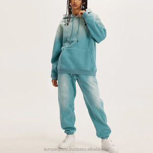 Ensemble de survêtement décontracté d'hiver à capuche, lavage à l'acide, logo personnalisé, écologique, marque de créateur, homme, olive, fermeture à cordon, veste, ensemble de survêtement - Product Image 2