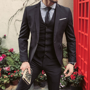 Nuevo Traje de Hombre para Negocios (Traje + <span class=keywords><strong>Chaleco</strong></span> + Pantalones) Conjunto de 3 Piezas Chaqueta <span class=keywords><strong>Chaleco</strong></span> Pantalones Cierre de un Botón para Novio, Padrino, Baile de Graduación, Boda, Fiesta - Product Image 1