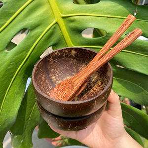 Juego de cuencos y cucharas de cáscara de coco con logotipo personalizado al por mayor, cuenco de cáscara de coco pulido para regalos de empresa - Product Image 2