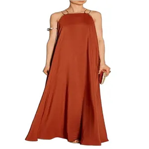 Robe saree en soie vintage boho pour femmes style bohème sans manches longue robe traditionnelle couleur unie robe simple - Product Image 1