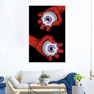 ของตกแต่งผนังสมัยใหม่: งานศิลปะบนผ้าใบพิมพ์ลายดวงตาสยองขวัญสีดำและสีแดง ห่อหุ้มอย่างดี - Product Image 1