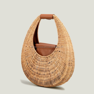 Sac à main en rotin pour femmes 33.5x31 cm | Sac en paille de Style Vintage, sac naturel, sac de plage pour femmes | Fabriqué au Vietnam - Product Image 3