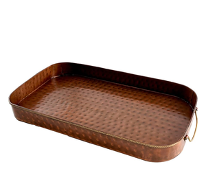 Plateau de service en cuivre élégant en gros nouveau plateau de service en cuivre carré martelé plateau de rangement - Product Image 5