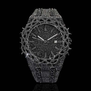 Reloj de Cuarzo de Lujo Royal Thorne de 44 mm con Diamantes, Esfera de Cristal de Zafiro, Completamente Adornado con Diamantes, Cierre Oculto, Caja de Acero Inoxidable para Hombre, 20 mm - Product Image 4