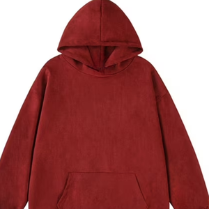 เสื้อมีฮู้ดสีแดงแนววินเทจโอเวอร์ไซส์สุดหรูเสื้อสเวตเชิ้ตมีฮู้ดแบบสวมหัวสำหรับทุกเพศเสื้อสเวตเชิ้ตมีกระเป๋าใหม่ - Product Image 6