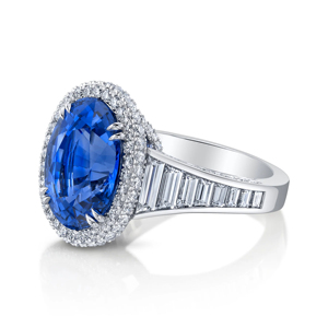 Luxury Oval Blue Sapphire Halo Ring for Women 925 Sterling Silver Diamond Look Vintage Engagement Wedding Jewelry Wholesale - Product Image 2
