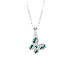 NOVAMART Fine Silver Verde Trendy Butterfly <b>Pendant</b> Chain Rhodium Plated Zircon <b>Opal</b> Diamond Pearl Cute Religious Cross Design f - Product Image 1
