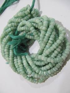 Cuentas Rondelle facetadas de amazonita natural 5-6mm Hilo de piedras preciosas verdes 13 pulgadas de largo - Product Image 3