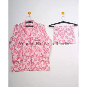 เซ็ตชุดนอนผ้าฝ้ายเนื้อนุ่มสำหรับผู้หญิงชุดชุดนอนแขนยาวพิมพ์ลายดอกไม้ผ้าฝ้ายเนื้อนุ่มสำหรับใส่นอนในฤดูร้อน - Product Image 2