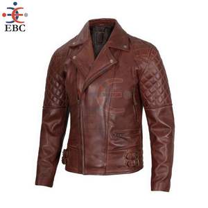 Veste en cuir d'agneau véritable pour homme, style formel et ajusté, avec col montant, logo frontal, fermeture éclair, hiver, uni, teinture unie - Product Image 4
