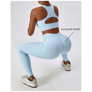 ชุดออกกำลังกายผู้หญิงเอวสูง ลดราคาพิเศษ เสื้อชั้นในกีฬาแบบเว้าหลัง กางเกงเลกกิ้งยกกระชับสะโพก ดีไซน์หลังวี ผ้าเนื้อแน่น เป็นมิตรกับสิ่งแวดล้อม ระบายอากาศได้ดี - Product Image 2