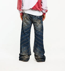 Pantalon en jean pour homme personnalisé 2026, coton de haute qualité, lavage clair, ample, taille plus, pantalon en jean pour homme, pantalon ample - Product Image 6