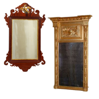 Miroir mural en verre Art Déco européen avec cadre en bois massif naturel, écologique et durable pour la décoration de salon et de maison