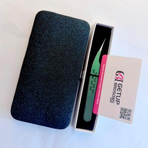 Pinzas Profesionales para Pestañas, Color Verde Oscuro, Recubrimiento en Polvo, Punta Suave, Antimagnéticas, Antiestáticas, Longitud de 10 mm - Product Image 1