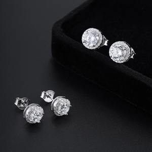 Modernos Pendientes de Plata de Ley 925 con Circonita Cúbica Geométrica Redonda y Cuadrada, Elegantes y de Lujo - Product Image 1