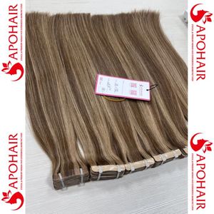 Mejor calidad Balayage Highlight Tape Hair Double Drawn 100% Remy Extensiones de cabello humano Onda natural Clip-en chino vietnamita - Product Image 5