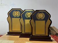 Vente chaude Nouveau Design Trophée En Bois et Plaque Feuille D'or Accentué Plusieurs Conceptions La Plus Pour Les Écoles