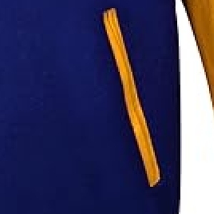 Chaqueta Bomber Azul Marino y Amarillo de Dos Tonos, Atuendo Casual Moderno, Chaqueta Varsity Clásica Azul Marino, Ropa Deportiva Llamativa - Product Image 4