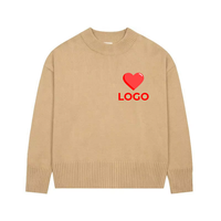 Nouveau Pull Tricoté de Luxe pour Hommes, Broderie Cœur d'Amour, Chandail en Laine Mohair de Haute Qualité pour Hommes