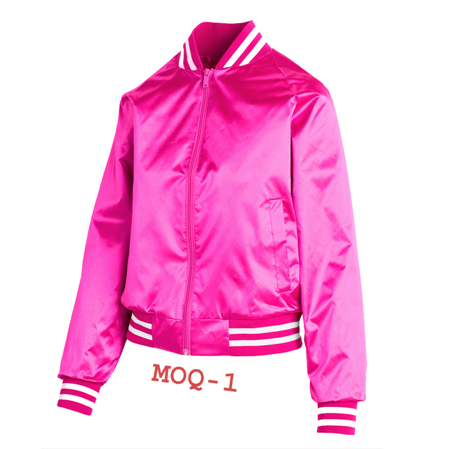 OEM Newest Breathable Style Long Sleeve Woman Crop Satin Bomber Jacket Women Clothing Custom Letterman Varsity Jacket 2025