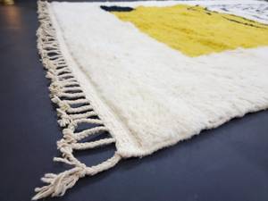 Incroyable Beniourain Tapis marocain fait à la main sur mesure Jaune Noir Design abstrait avec tapis en laine à poils hauts au prix de gros - Product Image 5