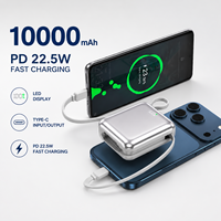 Batería Externa de 10000 mAh con Carga USB Tipo-C, Pantalla LED y Cables de Datos con Carga Rápida PD22.5W, Directo de Fábrica OEM ODM