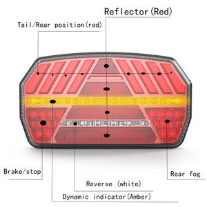 Emark LED Camion Remorque Combinaison Feux Arrière Rouge Ambre Blanc 12V 24V Tourner Frein Positions Arrière Réserve Brouillard Réflecteur Lumière - Product Image 4