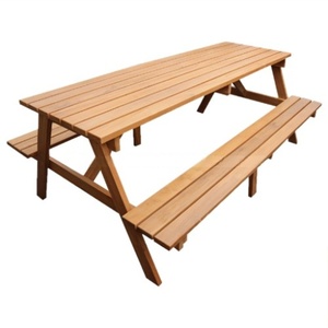 Conjunto de Muebles de Jardín Modernos de Madera Maciza Duradera y Personalizada, Mesa de Picnic con Banco, Muebles de Patio Tradicionales para Jardín o Parque - Product Image 2