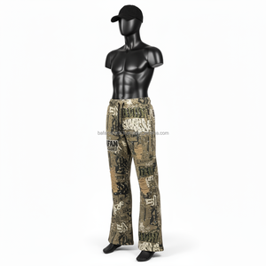 Pantalones Holgados de Mezcla de Algodón Grueso de Alta Calidad de 320 g/m², Estampado de Grafiti, Corte Holgado con Logotipo Bordado Personalizado, Pantalones Lavados para Hombre - Product Image 3