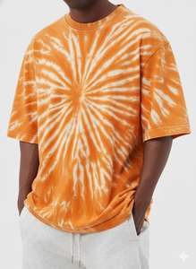 T-shirt tie-dye personnalisé OEM, T-shirt en coton lourd délavé à l'acide, surdimensionné, vintage, uni, homme, épaules tombantes, unisexe - Product Image 3