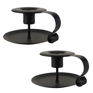 Top Trending <b>Candle</b> Holder Metal Creative Round Shape Candlestick With Handle for Tabletop Wedding Party Decoration <b>Black</b> Coated - Product Image 5