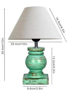 <b>Green</b> Resin Shabby Chic Leaf <b>Table</b> Lamp E27 Bulb Holder Fabric Shade Wooden Base Plug-in <b>Bedside</b> Decor Light - Product Image 3