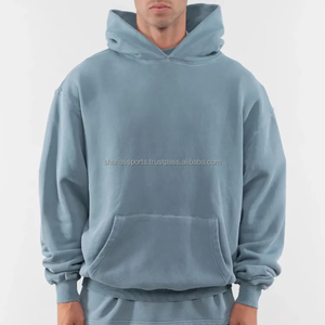 Custom Logo Heavyweight <b>Oversize</b> Pullover <b>Hoodie</b> for <b>Men</b> XL <b>Fleece</b> Material Embossed Printing Drop Shoulder Hooded Sweatshirt - Product Image 3