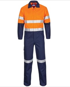 Ropa de trabajo de seguridad de alta visibilidad de algodón 100% para hombre, mono transpirable, impermeable, tiras reflectantes, fluorescente antiestático para carretera - Product Image 1