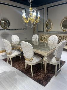 Ensemble de Salon Avant-Garde Français Exquis Regal Touch 3 + 3 + 1 + 1 Canapé <span class=keywords><strong>Table</strong></span> à Manger avec 6 Chaises <span class=keywords><strong>Console</strong></span> <span class=keywords><strong>Table</strong></span> Basse Européenne - Product Image 3