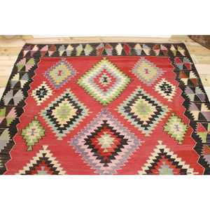 Tapis vintage 6,1x8,9 pieds, tapis turc en laine rouge et vert à motifs floraux - Product Image 3