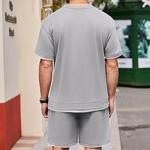 Camiseta de color sólido de alta calidad y conjunto corto para hombre, camisetas y pantalones cortos de manga corta a la moda de verano de 2 piezas - Product Image 4